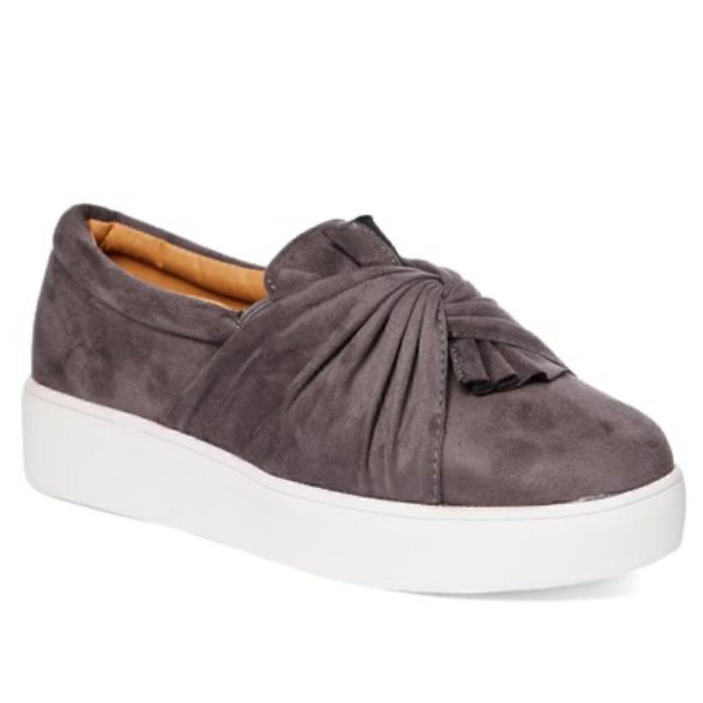CATHERINE MALANDRINO | Suede Wrap Platform Slip-On Sneakers (8)